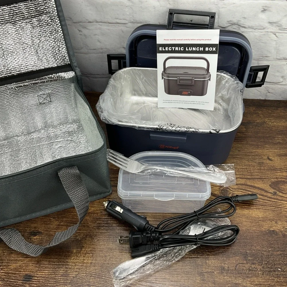 Nifogo electric lunch box Black Blue Portable Food Heater Travel Student Trucker
